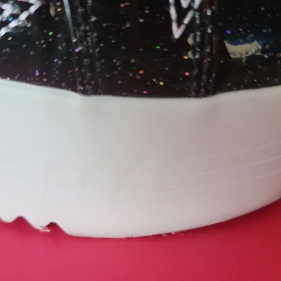 Betsey Johnson GROOVE BLACK Glitter Star Flatform Sneakers - Picture 15 of 16